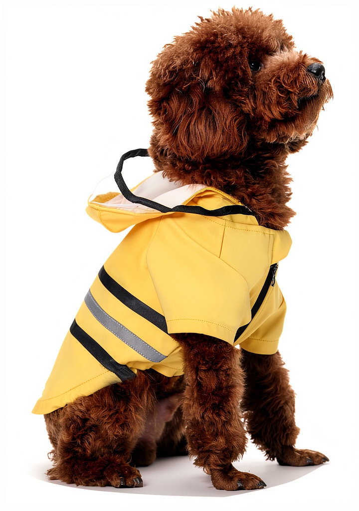 Wizland Dog Raincoat in red color on a small dog