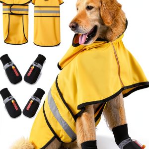 Sunnymove Dog Raincoat Waterproof Yellow Polyester Single-0