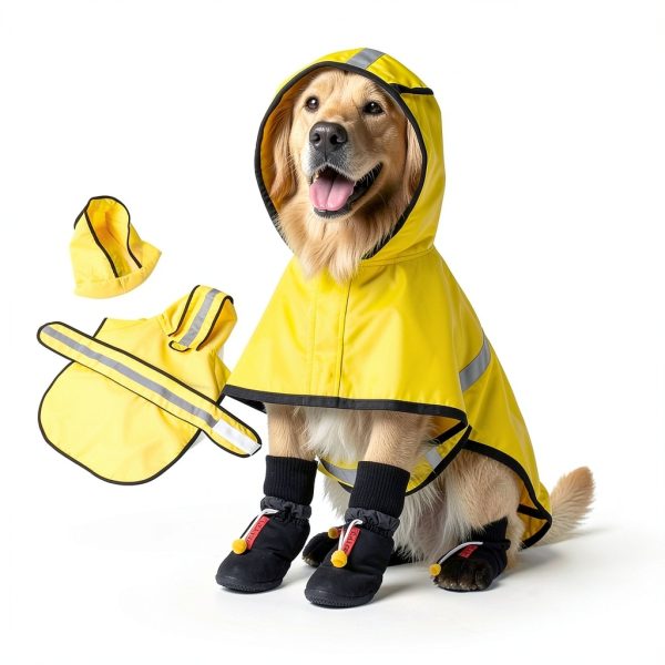 Sunnymove Dog Raincoat Waterproof Yellow Polyester Single-2