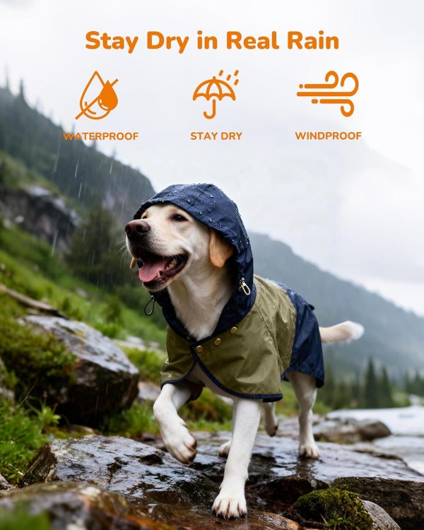AOKOWN Dog Raincoat Waterproof Pet Rain Jacket-1