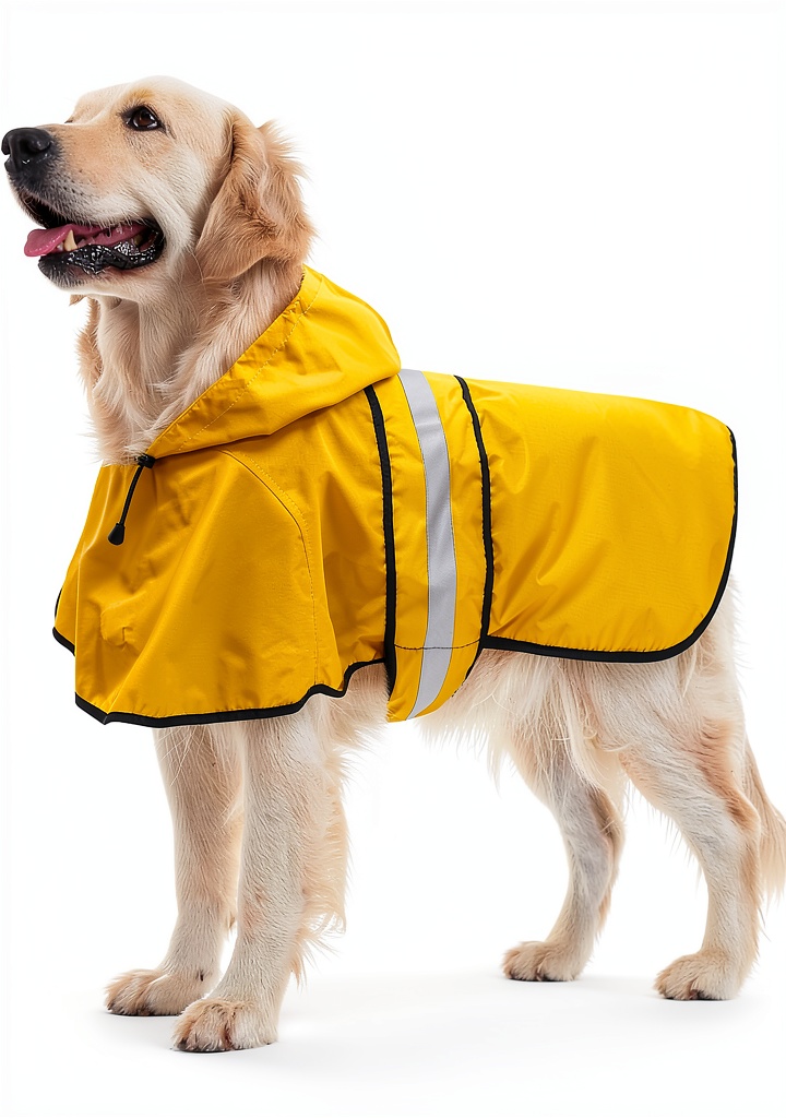 Bisen dog raincoat in yellow color on a small dog