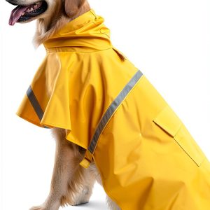 MPT Dog Raincoat Yellow XL Waterproof Reflective Hooded Coat-0