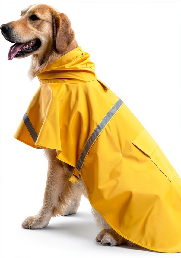 MPT Dog Raincoat Yellow XL Waterproof Reflective Hooded Coat-0